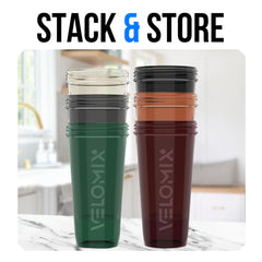 VELOMIX etiqueta con marca y capacidad 840 ml para identificación rápida