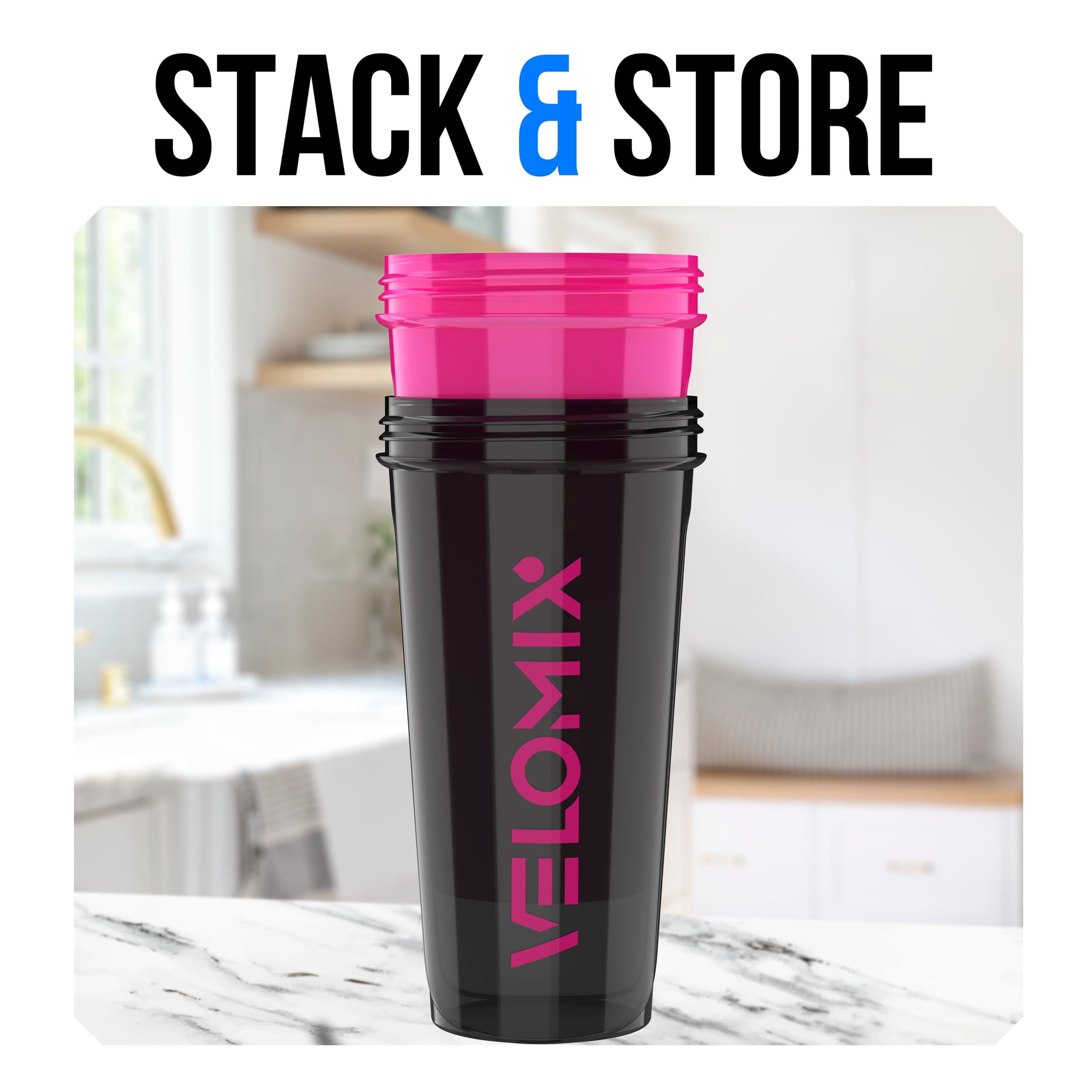 VELOMIX etiqueta con la capacidad 28oz clara y legible, informativa