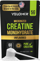VELOMIX frasco frontal mostrando 60 servicios y 5g por toma