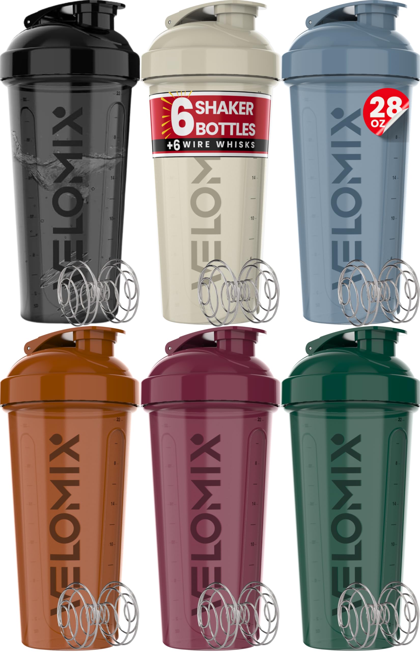 VELOMIX frente del pack de seis botellas mostrando colores tierra y organización
