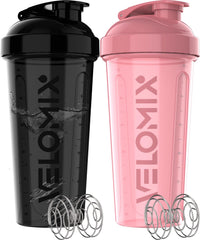 VELOMIX frente del pack rosa y negro, práctico para compartir