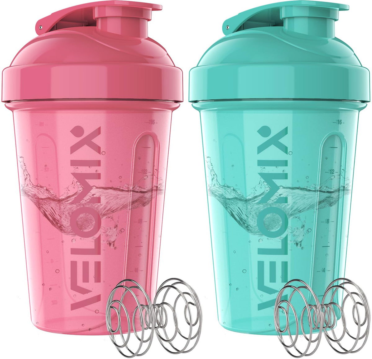 VELOMIX pack frente rosa y turquesa mostrando diseño y practicidad