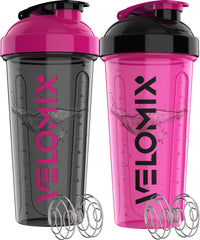 VELOMIX vista frontal del pack doble con colores negro y rosa, práctico