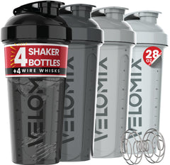 VELOMIX vista frontal del pack de cuatro botellas, confiabilidad para entrenar
