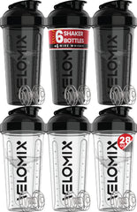 VELOMIX frontal del paquete de 6 shakers mostrando colores y tapa segura
