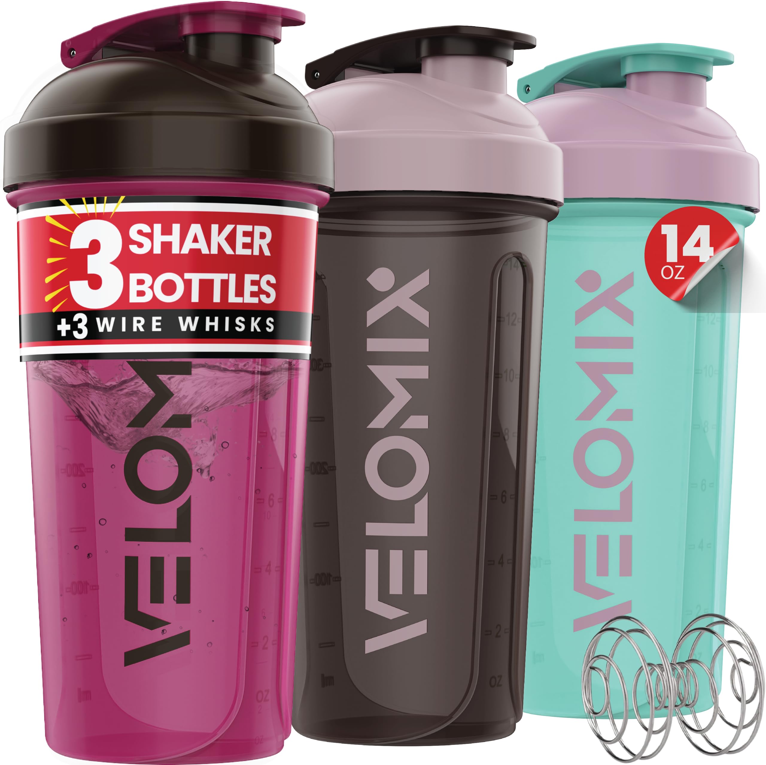 VELOMIX vista frontal del pack mostrando las tres botellas y colores variados y portátil