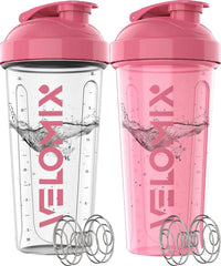VELOMIX vista frontal del pack rosa transparente mostrando diseño y capacidad