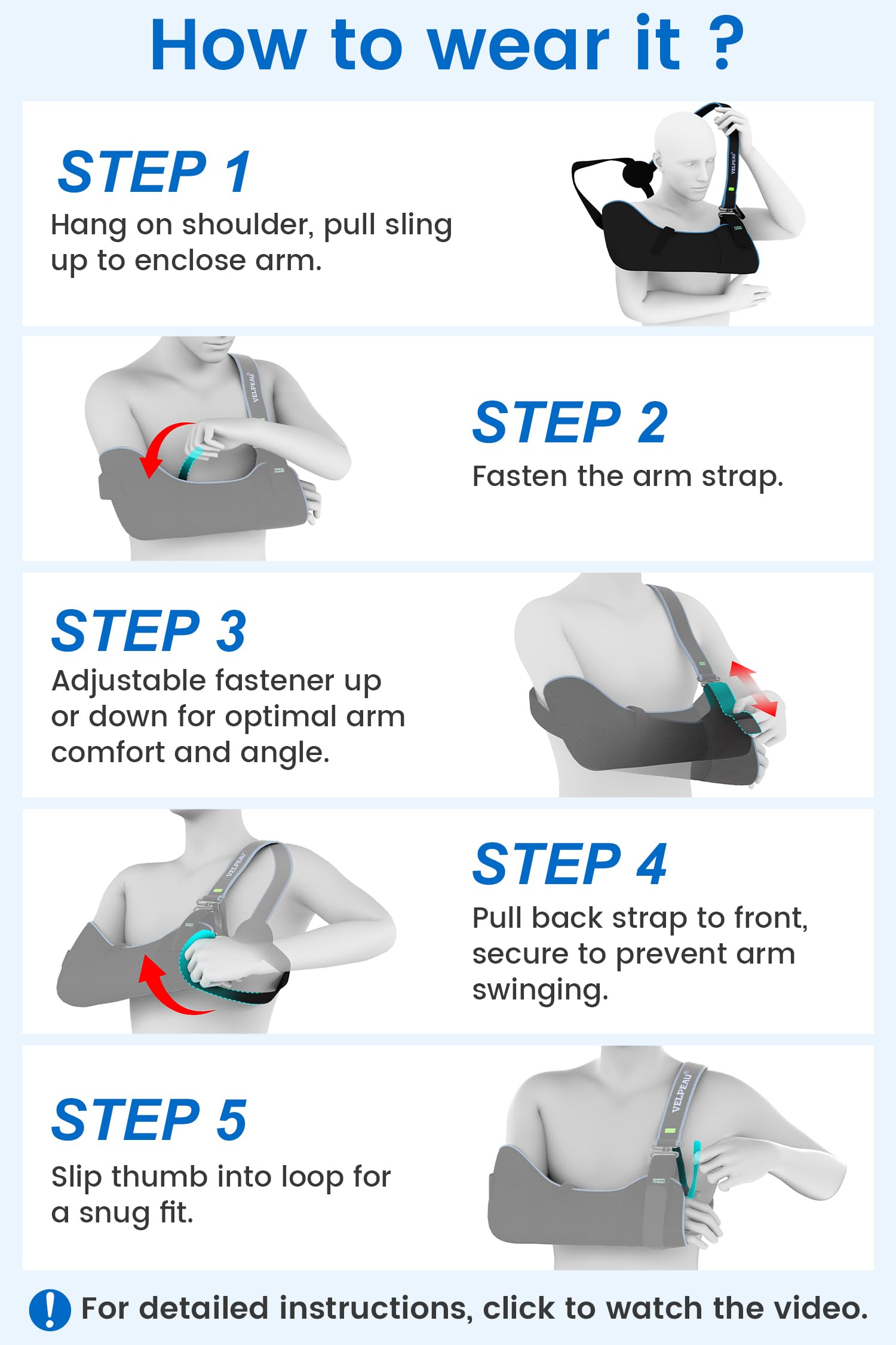 Velpeau etiqueta con guía de tallas para seleccionar la medida adecuada