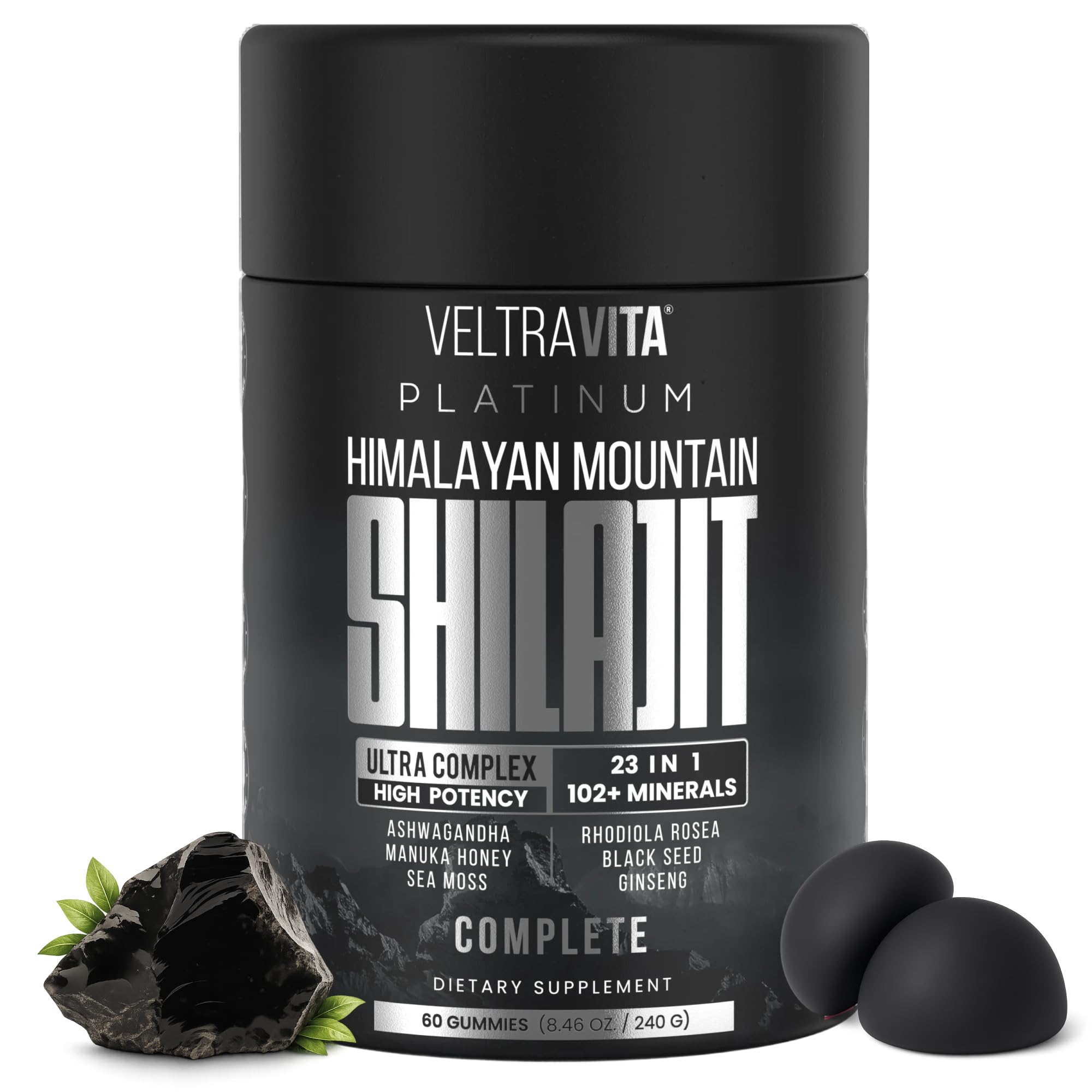 VeltraVita empaque frontal mostrando 60 gominolas y lista de ingredientes