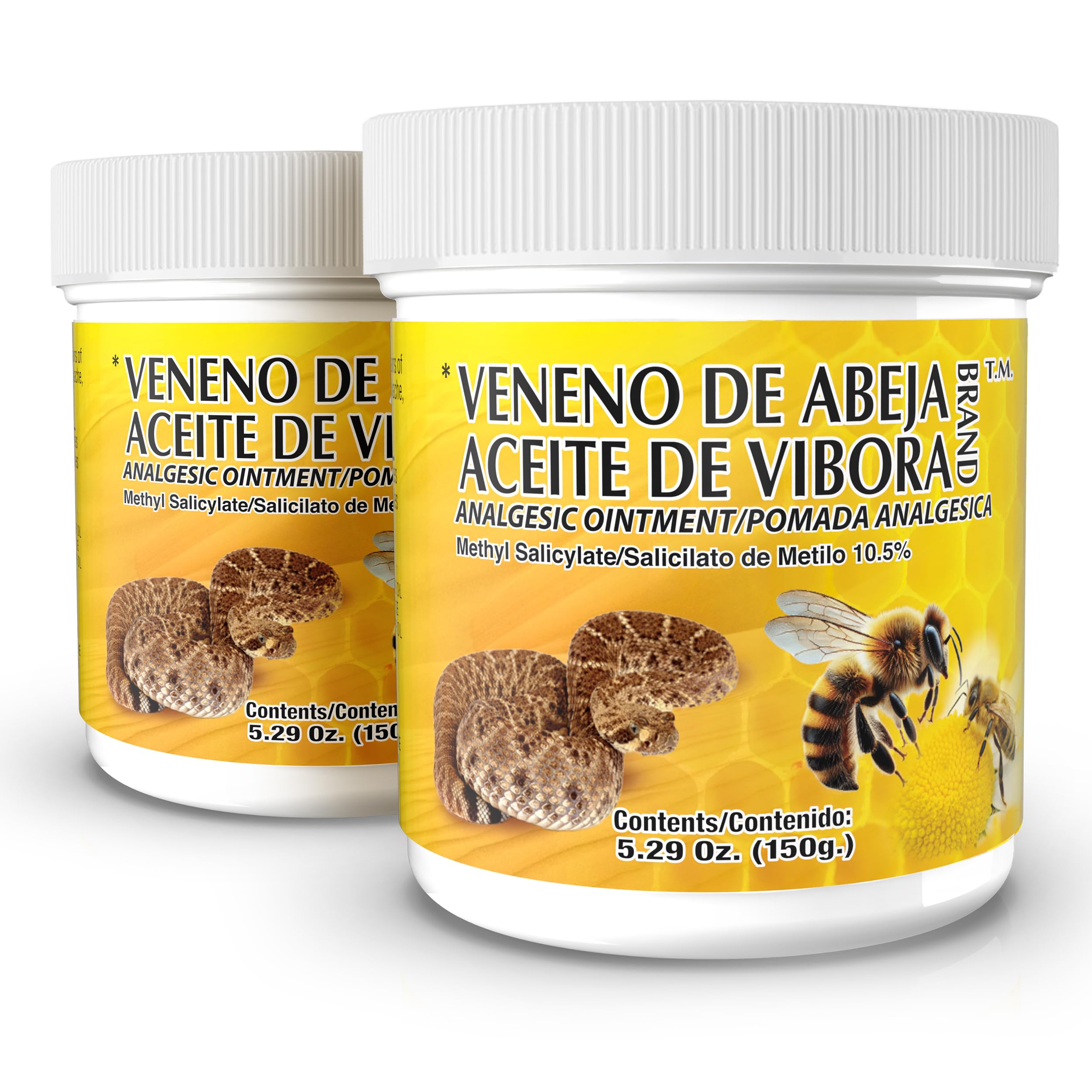 VENENO DE ABEJAS ACEITE DE VIBORA tarro frontal mostrando envase y conveniencia