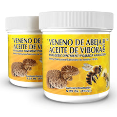 VENENO DE ABEJAS ACEITE DE VIBORA tarro frontal mostrando envase y conveniencia
