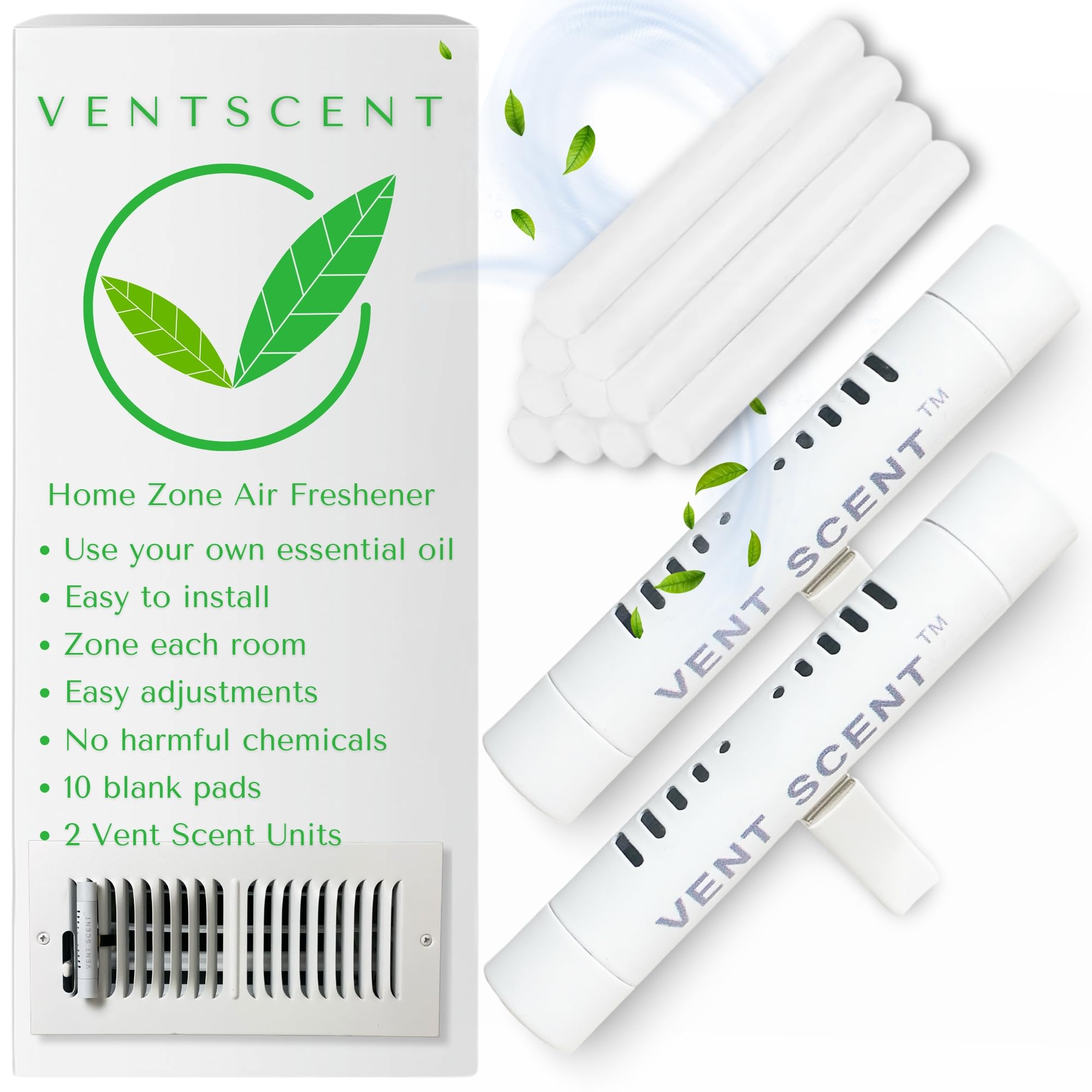 Vent Scent etiqueta con instrucciones sencillas de uso