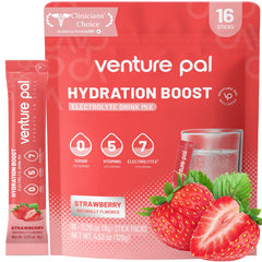 Venture Pal frente del paquete mostrando sobres monodosis, práctico para llevar