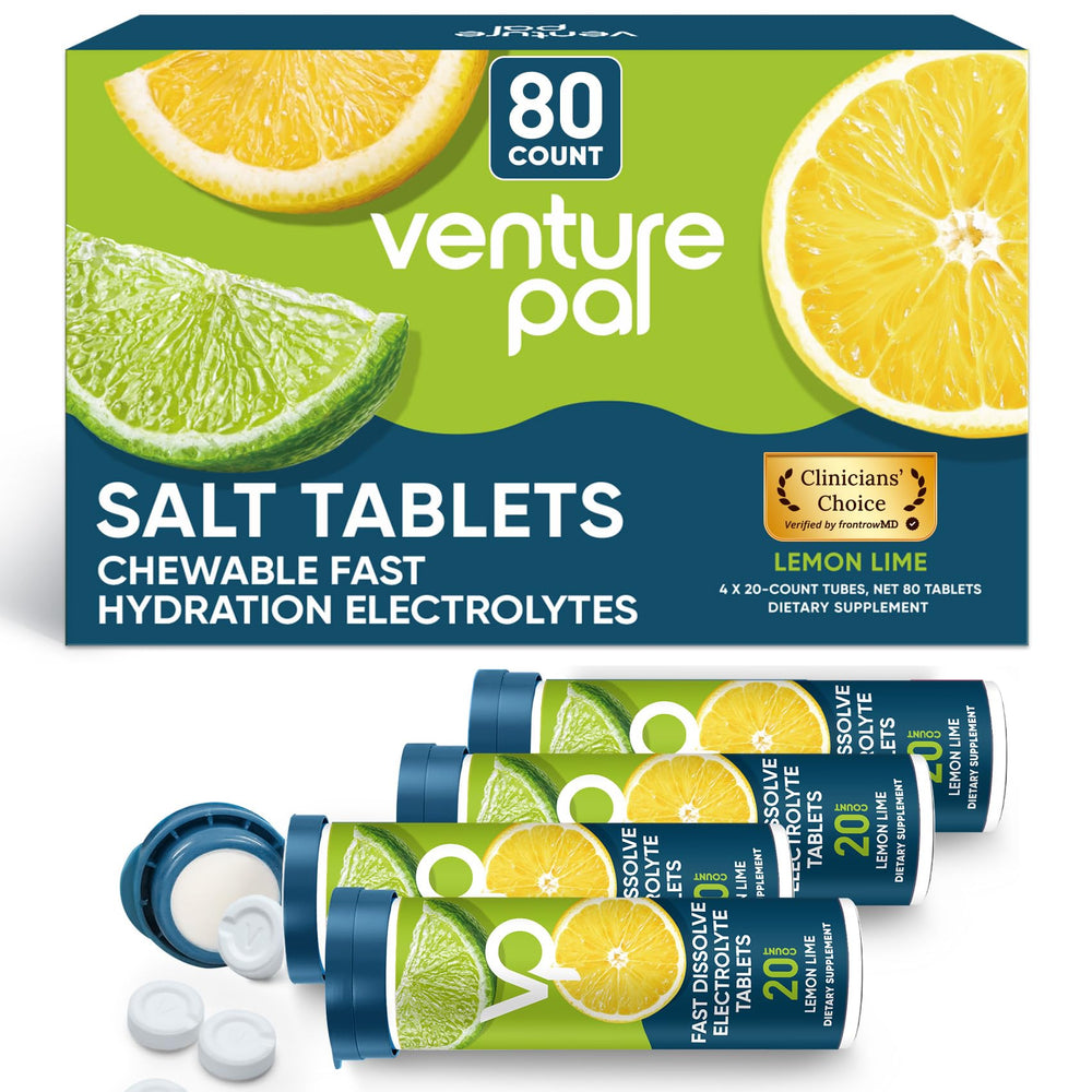 Venture Pal frente del empaque mostrando 80 tabletas y conveniencia