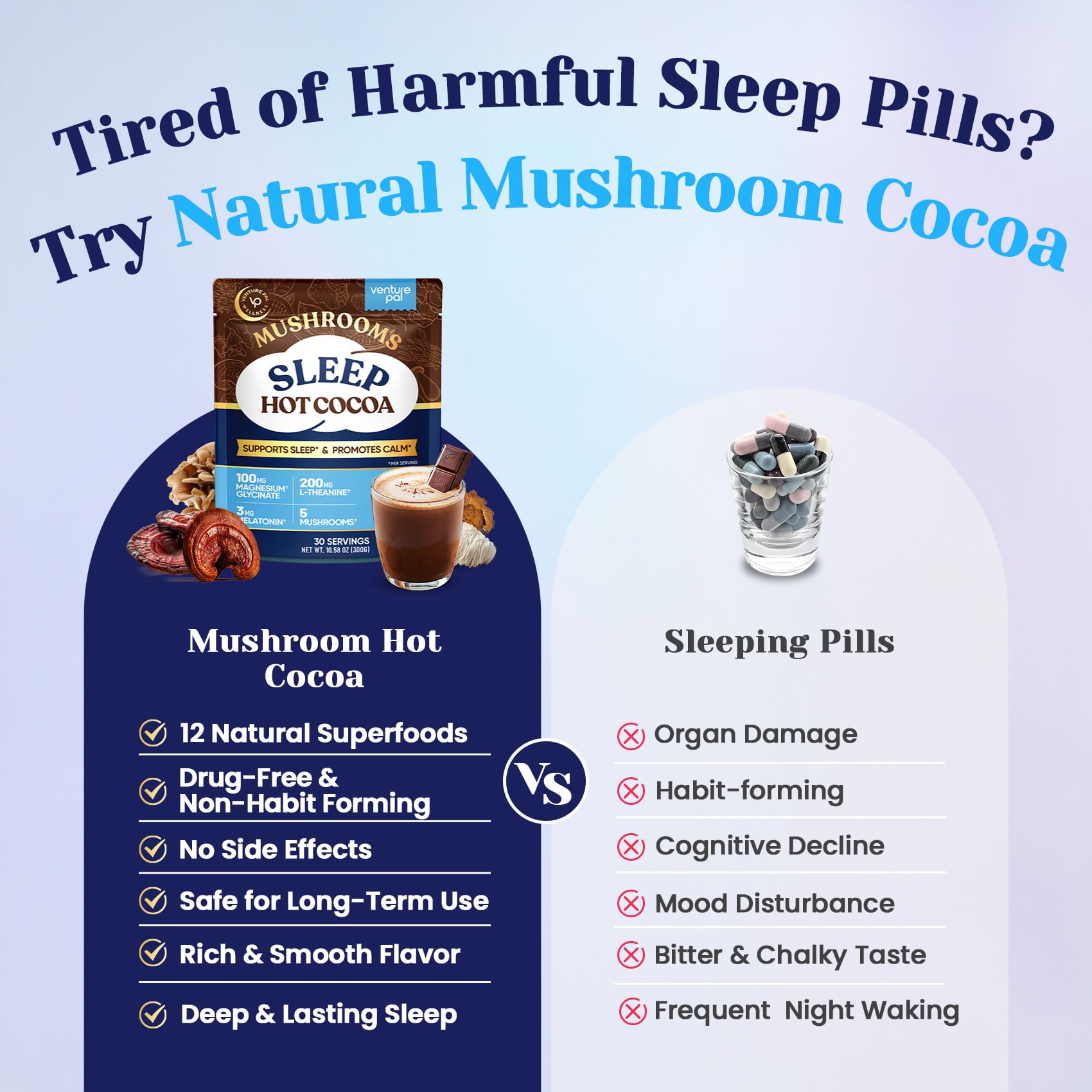 Venture Pal persona sosteniendo la taza en la cama para crear un ritual