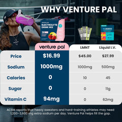 Venture Pal polvo en primer plano que muestra textura y disolución rápida