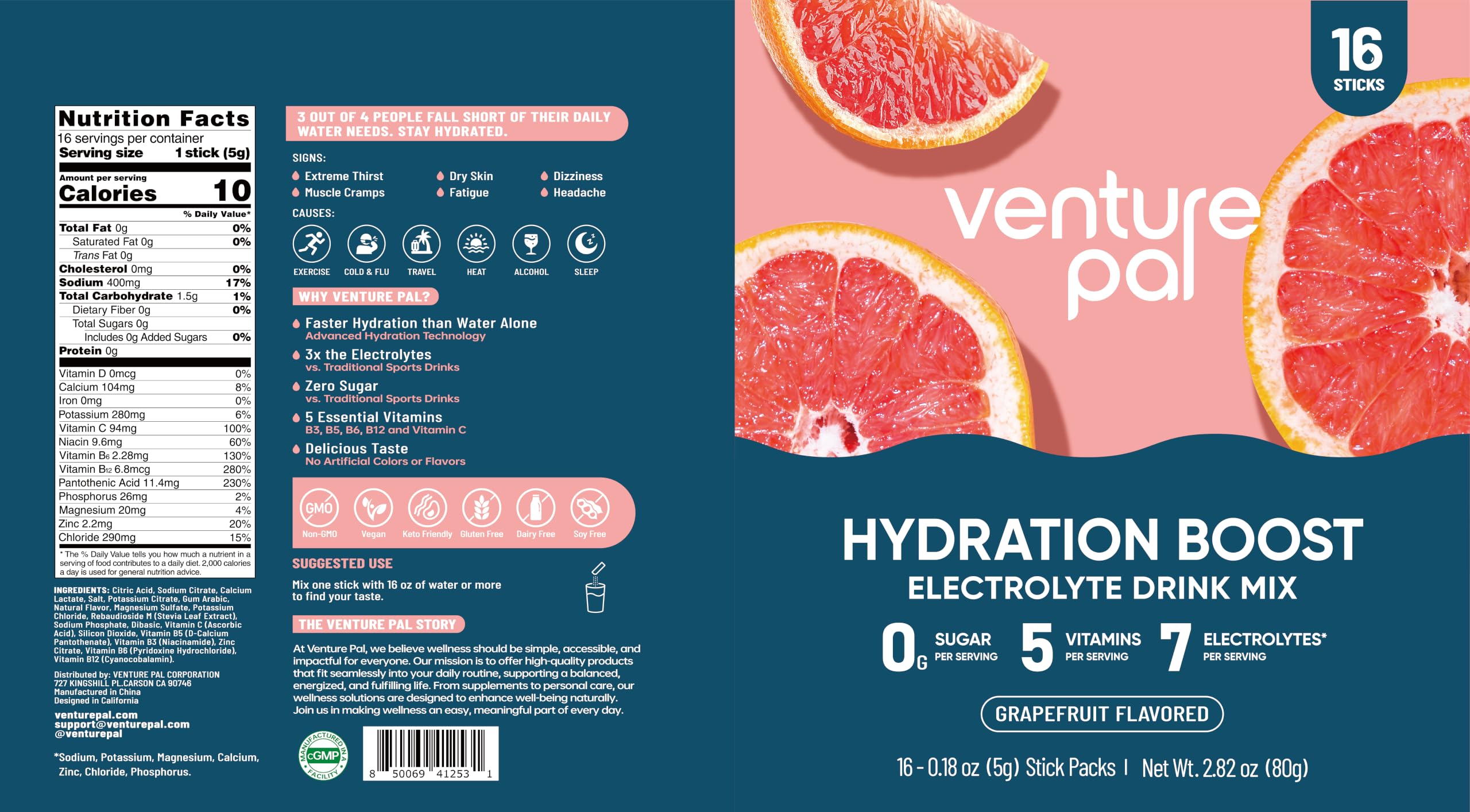 Venture Pal varios sobres de sabores naturales para elegir según preferencia