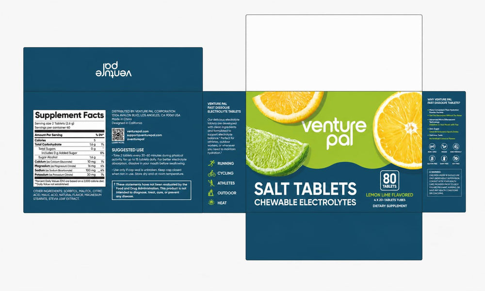Venture Pal variedad de sabores en empaque señalando opciones naturales