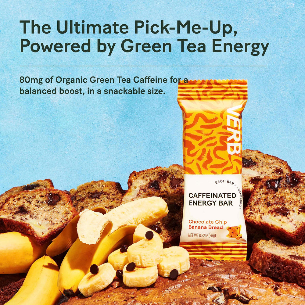 Verb Caffeinated Energy Bar Chocolate Chip Banana Bread, sabor a plátano con chips