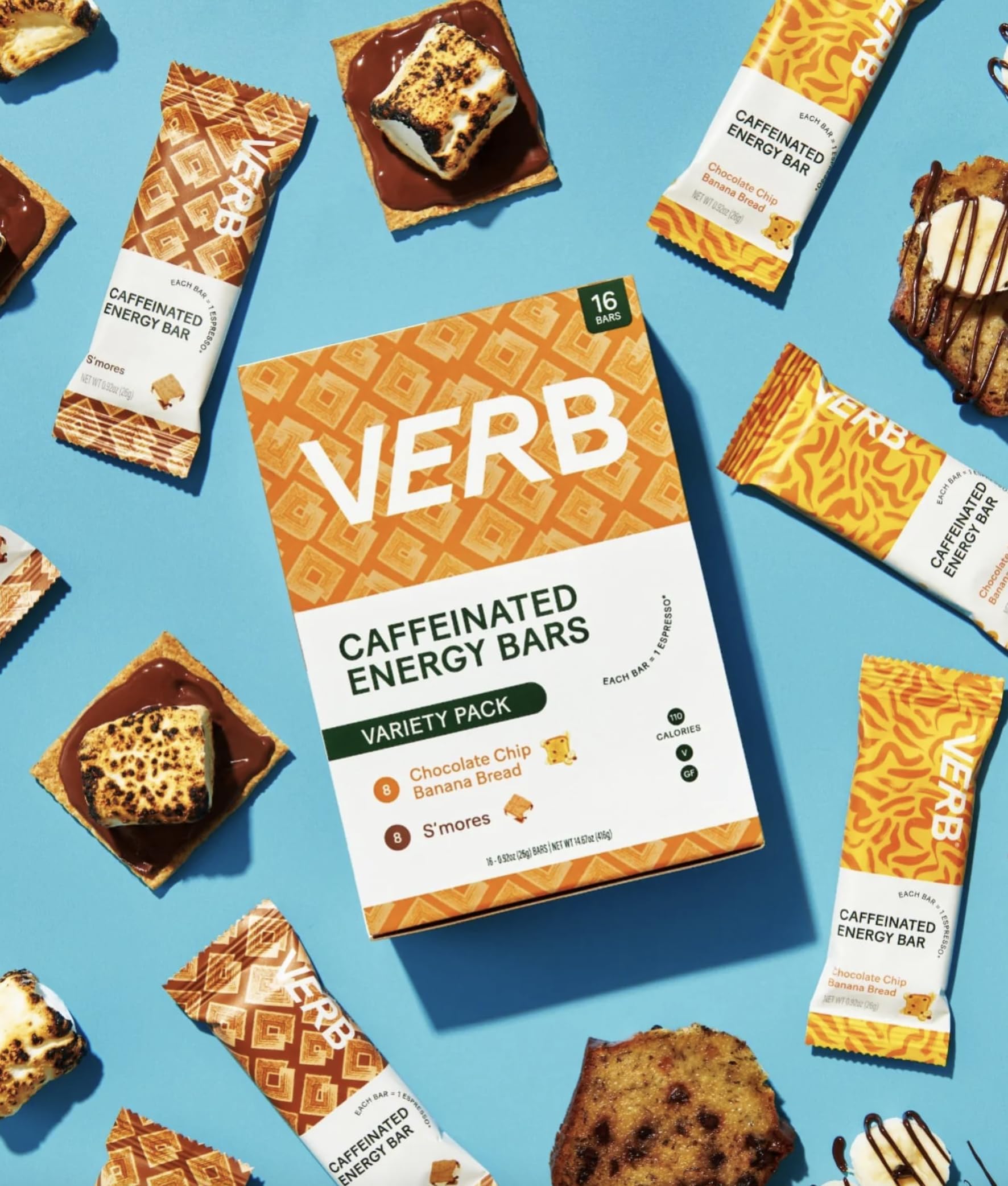 Verb Caffeinated Energy Bar S'mores, sabor a chocolate y malvavisco delicioso