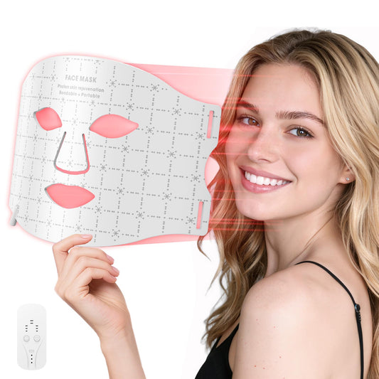 Verfubo mascarilla LED frontal mostrando ajuste cómodo y cobertura completa