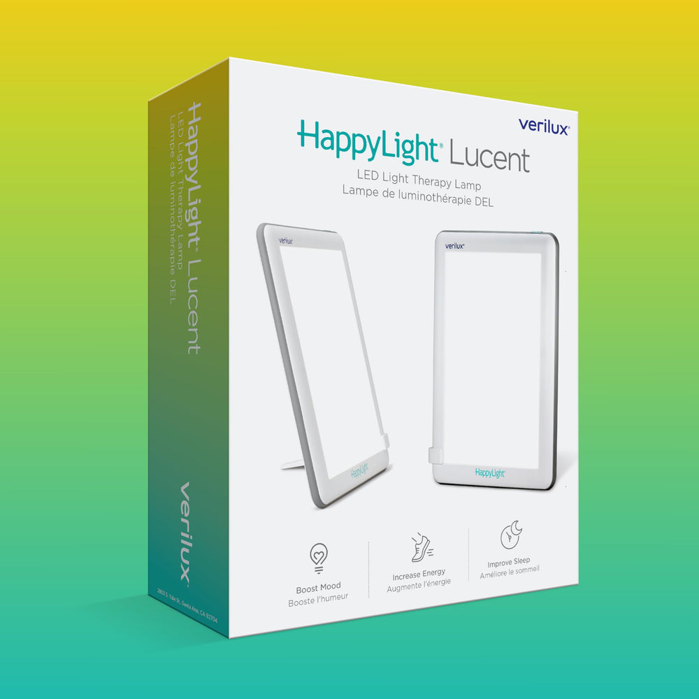 Empaque de Verilux HappyLight Lucent con garantía de 3 años y soporte incluido