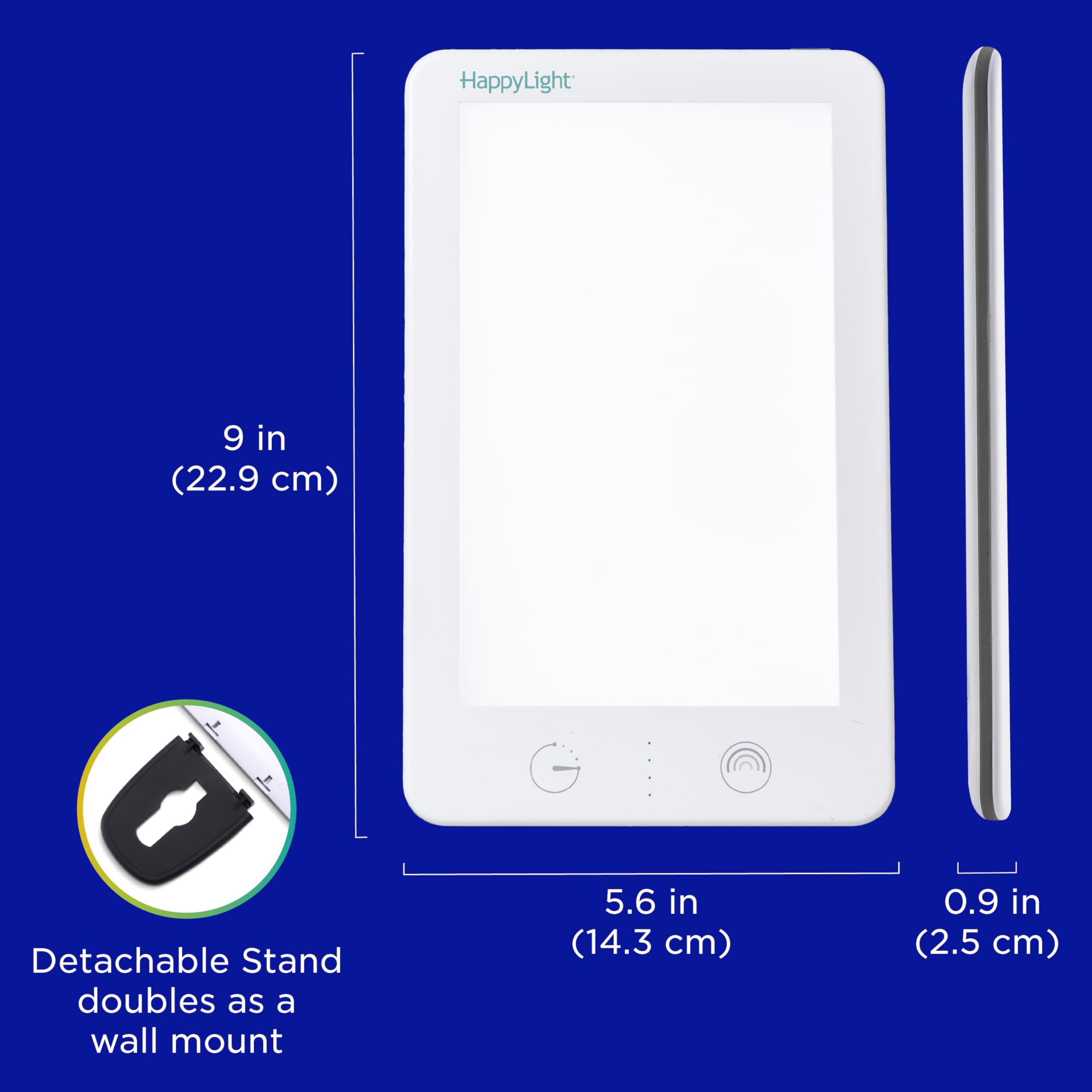 Verilux HappyLight Lumi Plus comparación de tamaño para llevarlo