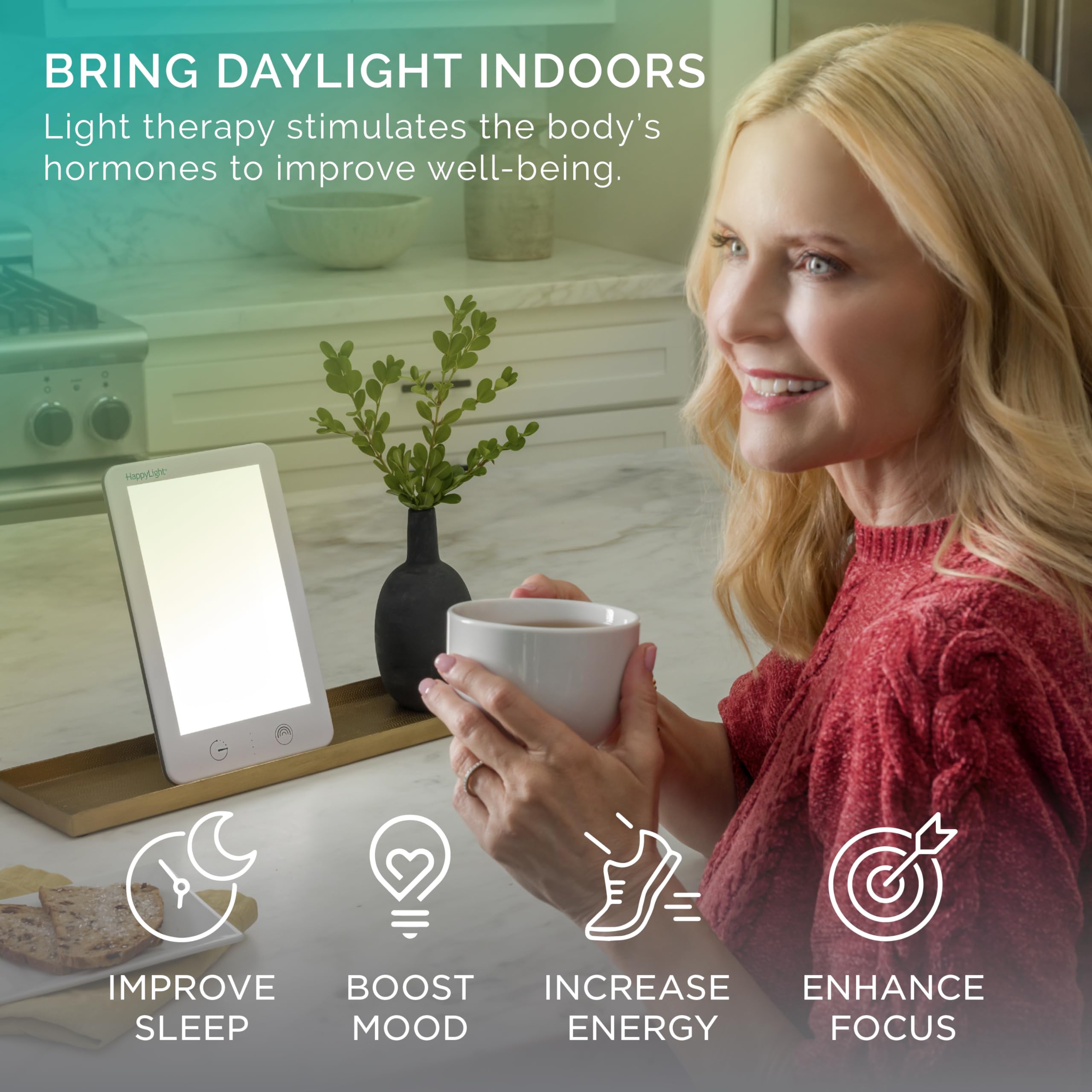 Verilux HappyLight Lumi Plus detalle LED sin UV para uso seguro