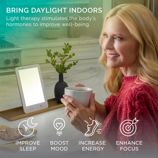 Verilux HappyLight Lumi Plus detalle LED sin UV para uso seguro