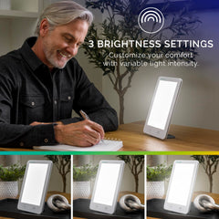 Verilux HappyLight Lumi Plus en escritorio mejorando concentración