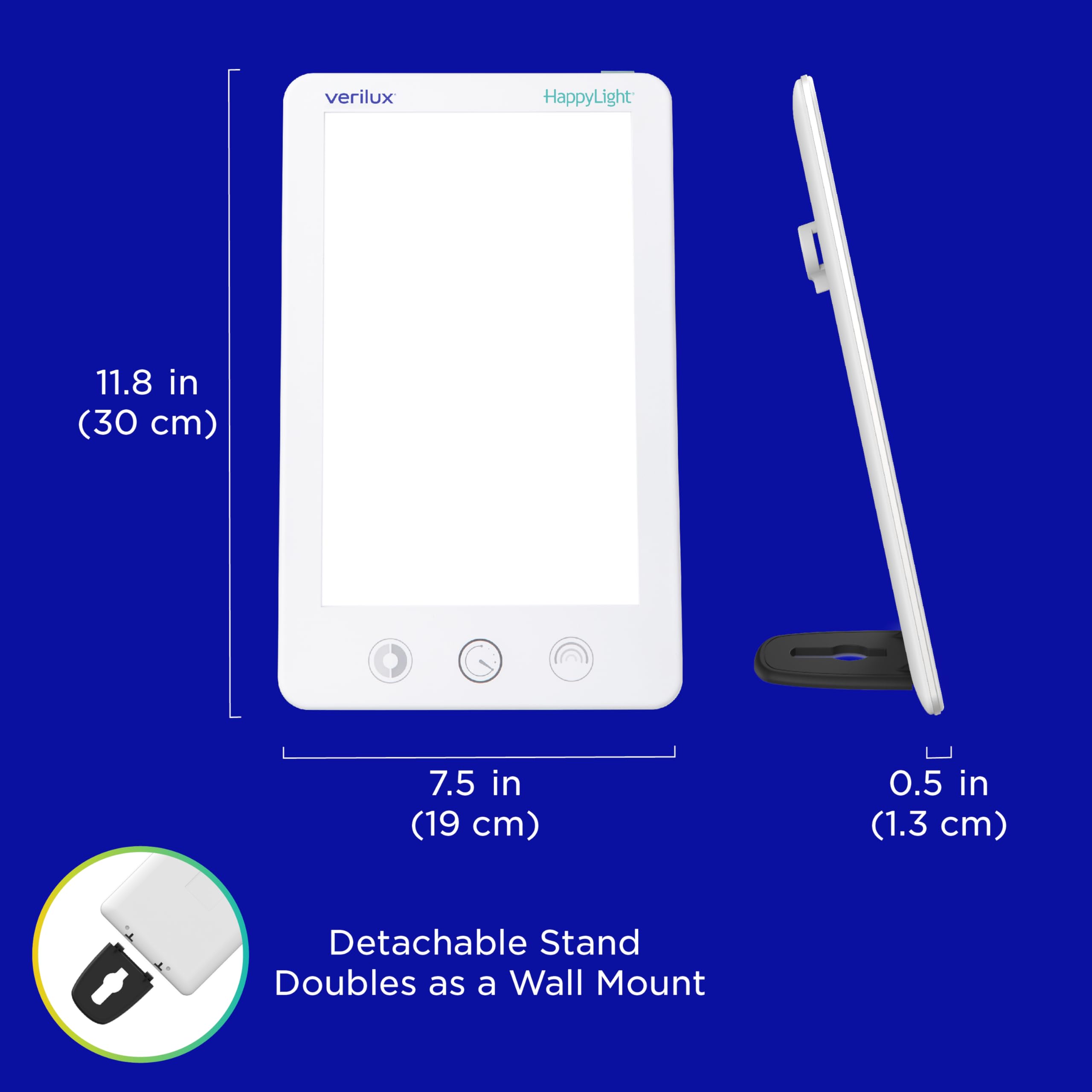 Lámpara Verilux montada en pared para uso práctico y ahorro de espacio