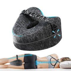 Vertdens vista frontal del cojín para piernas mostrando forma ergonómica y beneficio postural