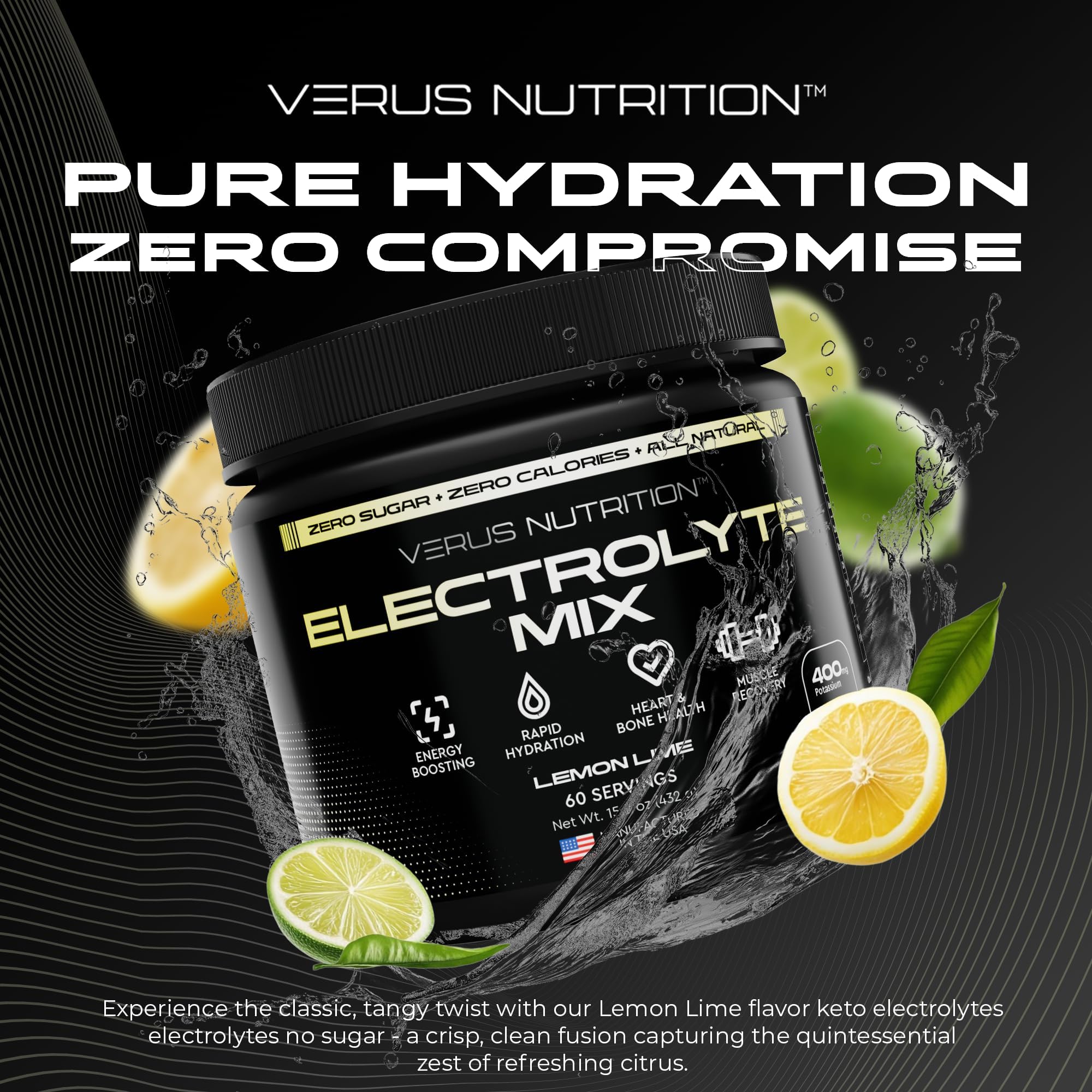 VERUS NUTRITION polvo en primer plano para apreciar textura fina y mezcla instantánea