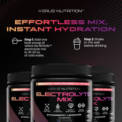 VERUS NUTRITION etiqueta nutricional visible con lista de electrolitos