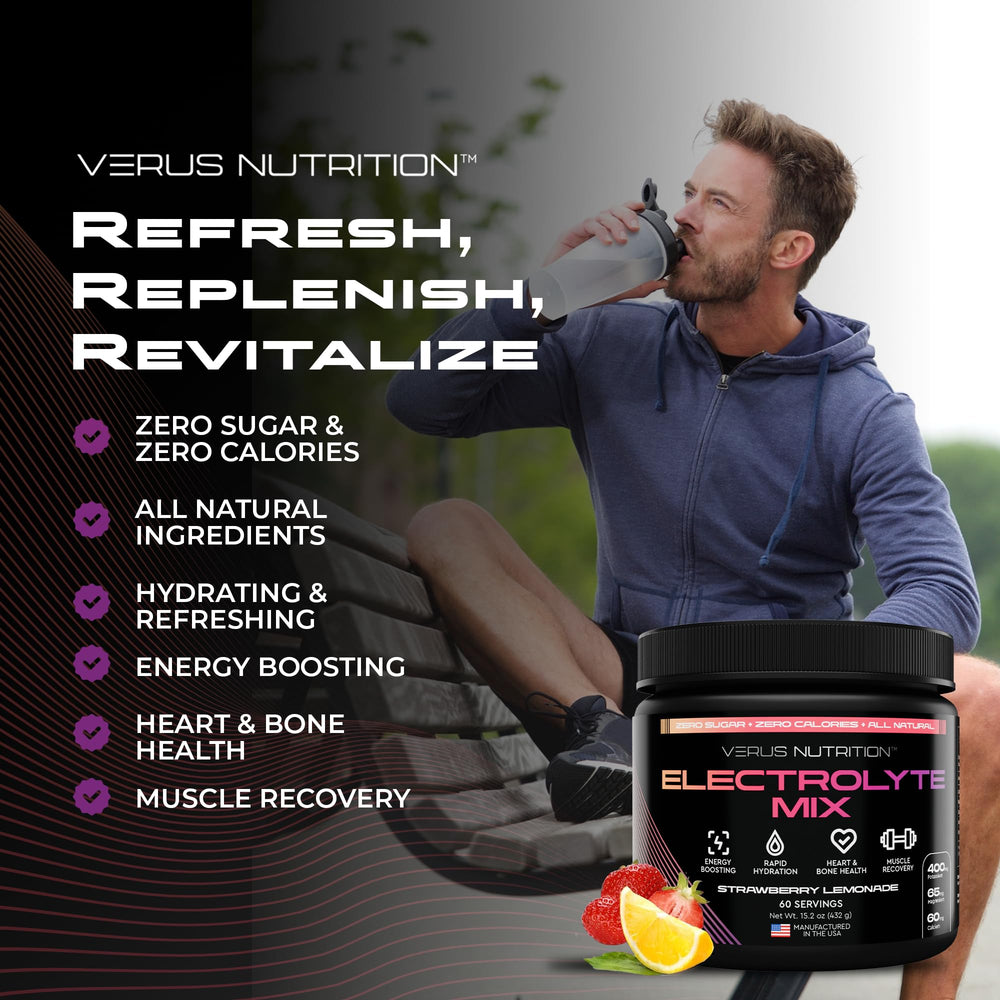VERUS NUTRITION bebida en manos tras entrenamiento para reponer electrolitos