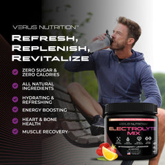 VERUS NUTRITION bebida en manos tras entrenamiento para reponer electrolitos