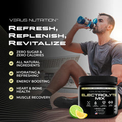 VERUS NUTRITION envase junto a una mano para comparar tamaño y capacidad práctica
