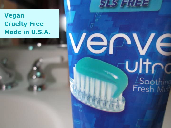 Etiqueta de Verve Ultra destacando fluoruro y fórmula sin SLS