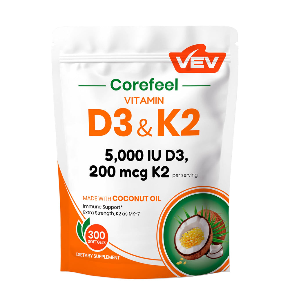 VEV Corefeel frente del envase mostrando 300 cápsulas y duración prolongada