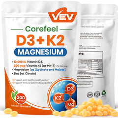 VEV Corefeel frontal del frasco mostrando el diseño y beneficios
