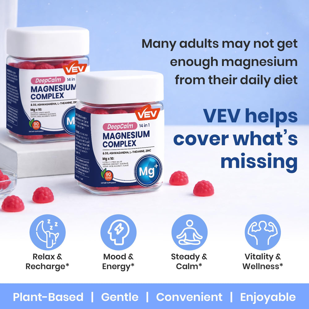 Etiqueta nutricional VEV mostrando información de magnesio y dosis por porción