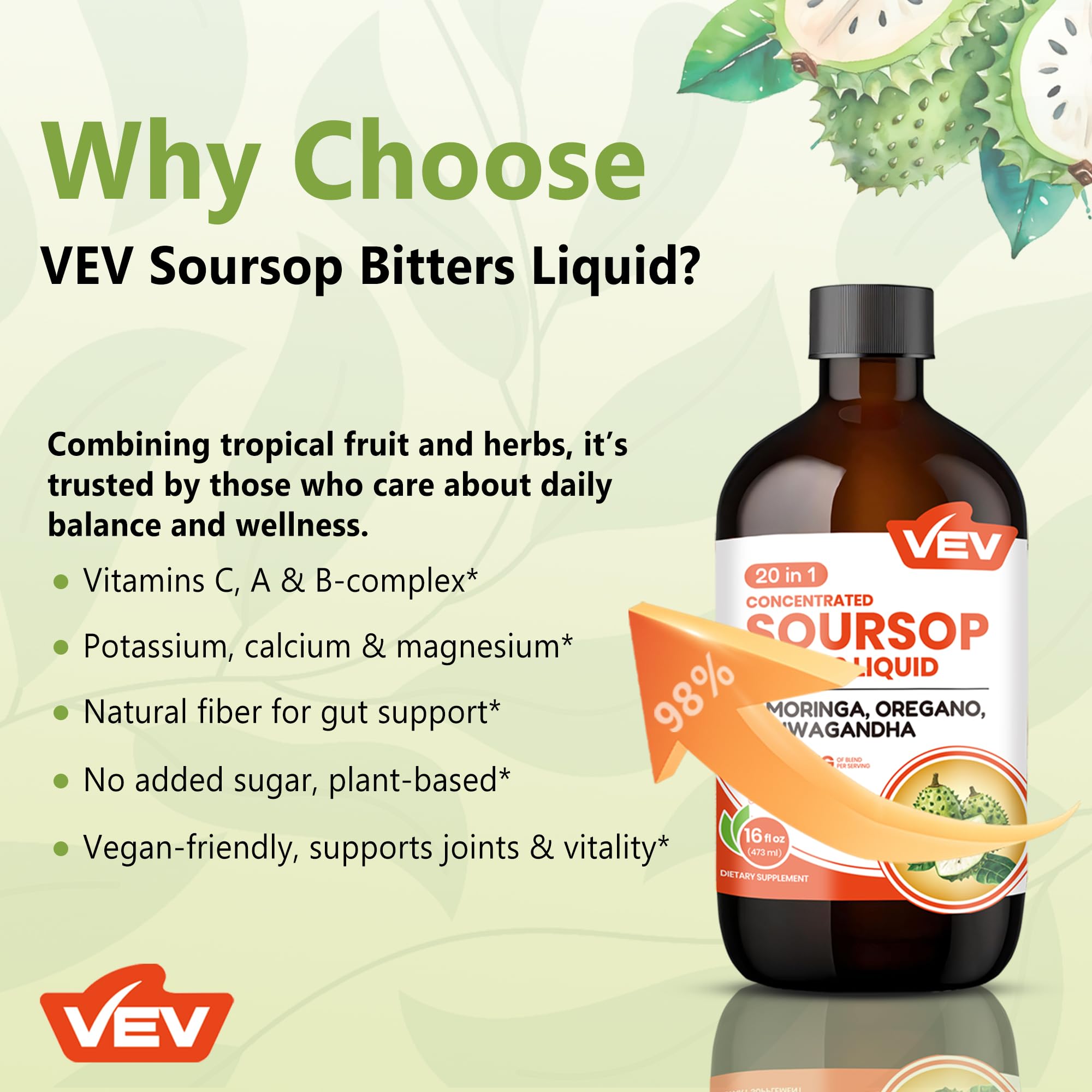 VEV soursop mezcla con té para una toma más placentera y fácil