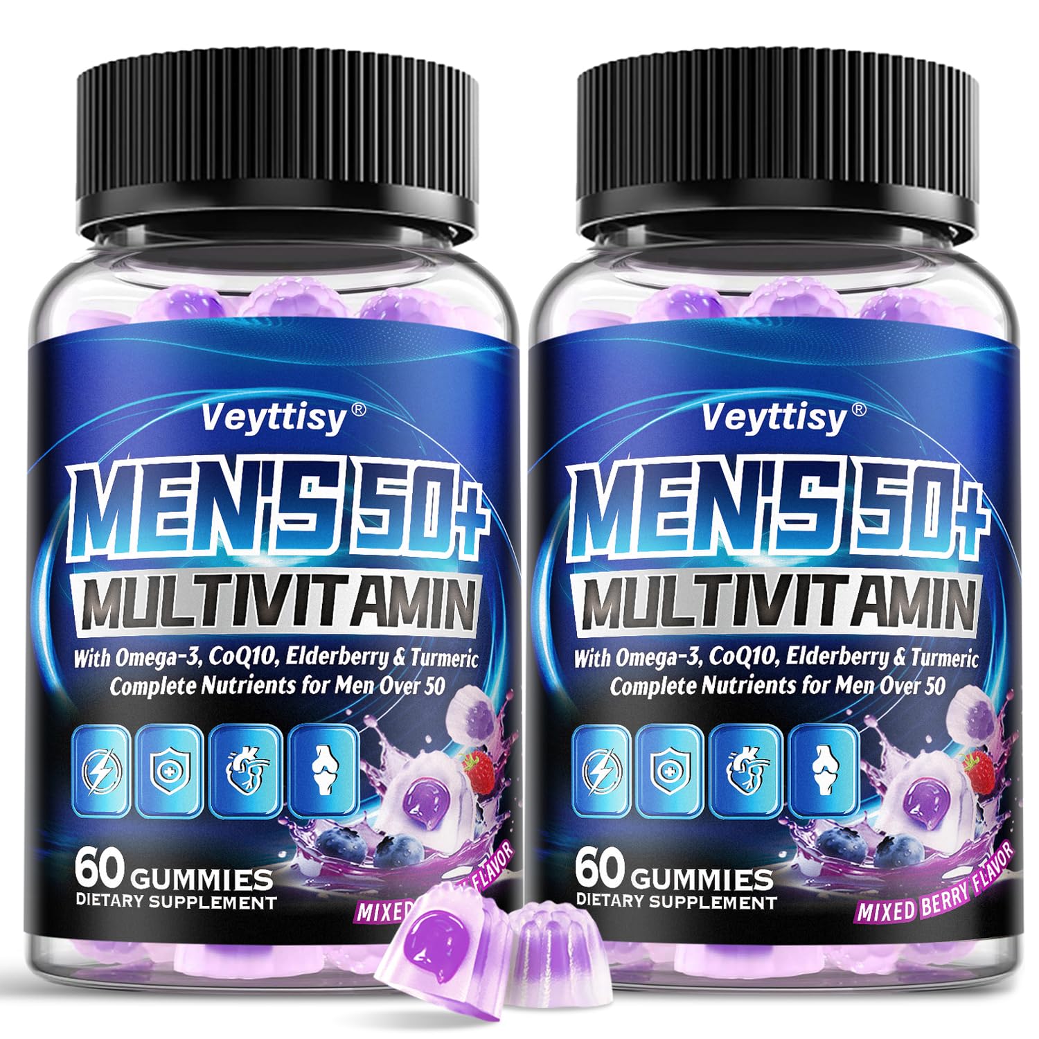 Veyttisy envase frontal mostrando multivitaminas 50+ beneficio conveniencia