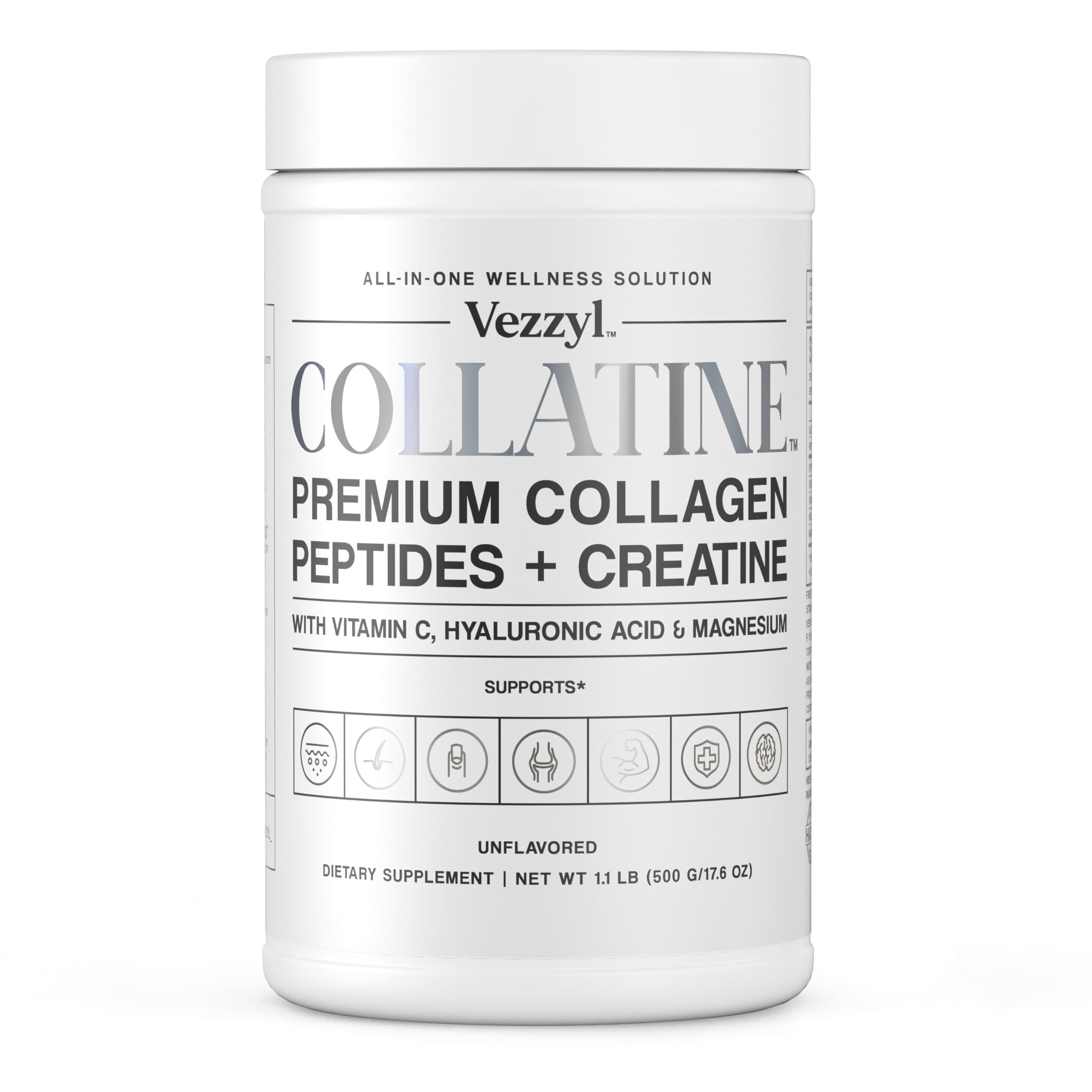 Vezzyl Collatine envase frontal mostrando etiqueta y peso 500 g, beneficio presentación clara