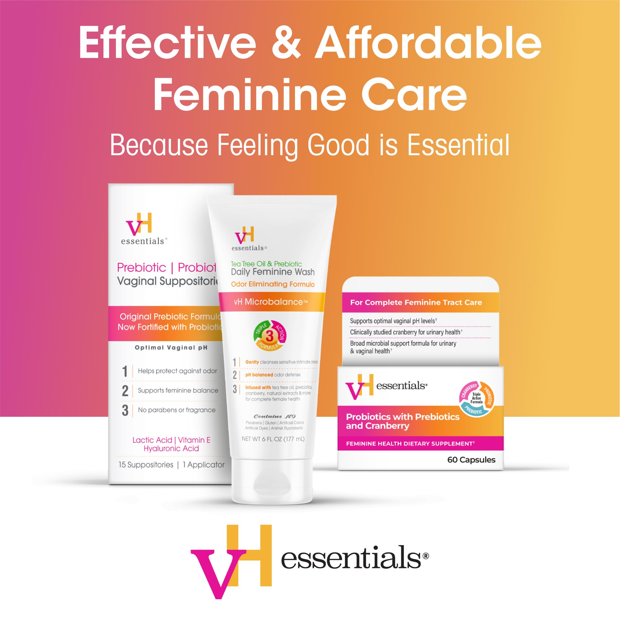 vH essentials envase 177 ml junto a objetos para referencia de tamaño