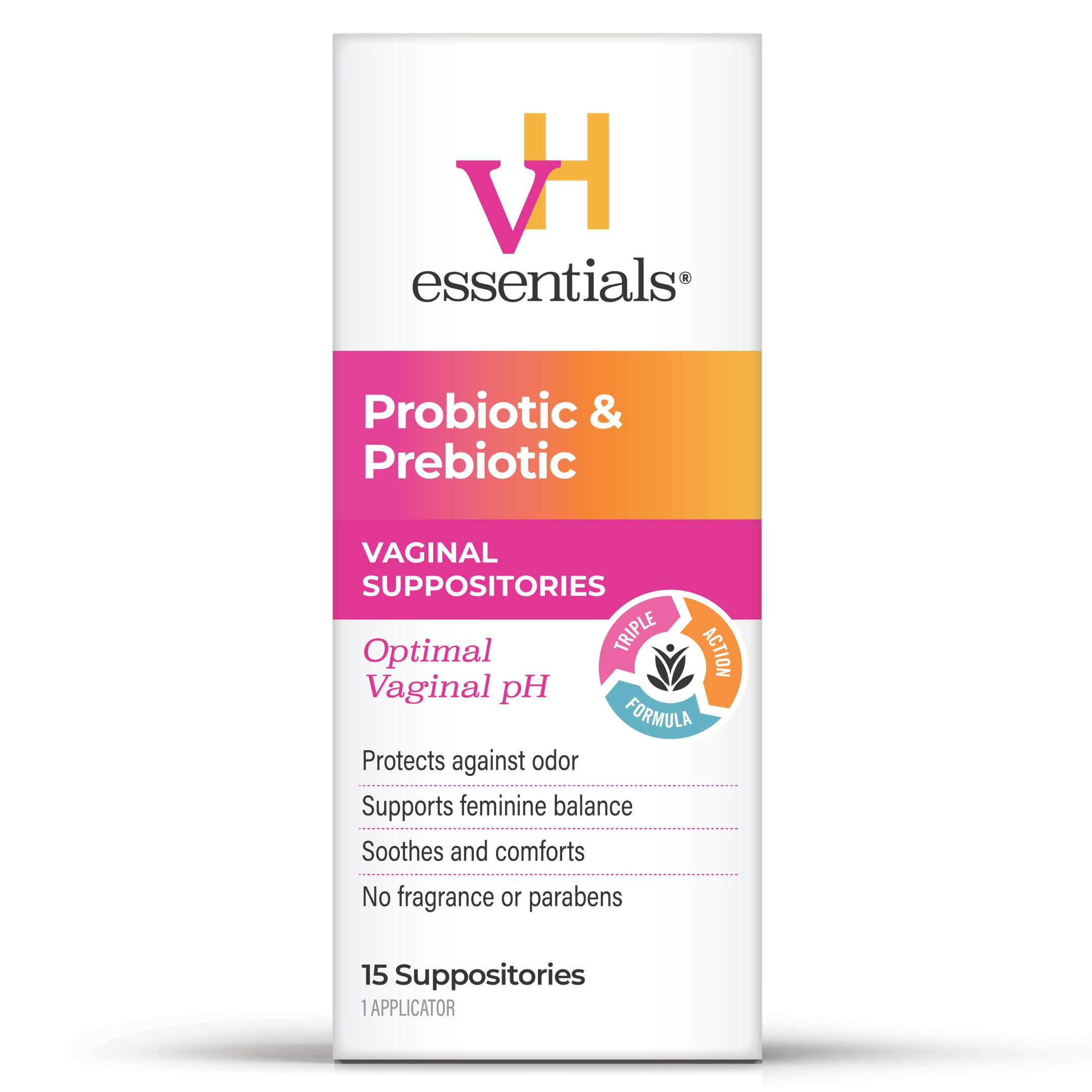 vH essentials frente del empaque mostrando conteo y beneficio frescura
