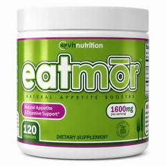 VH Nutrition Eatmor botella frontal mostrando el envase y beneficio de aumento del apetito