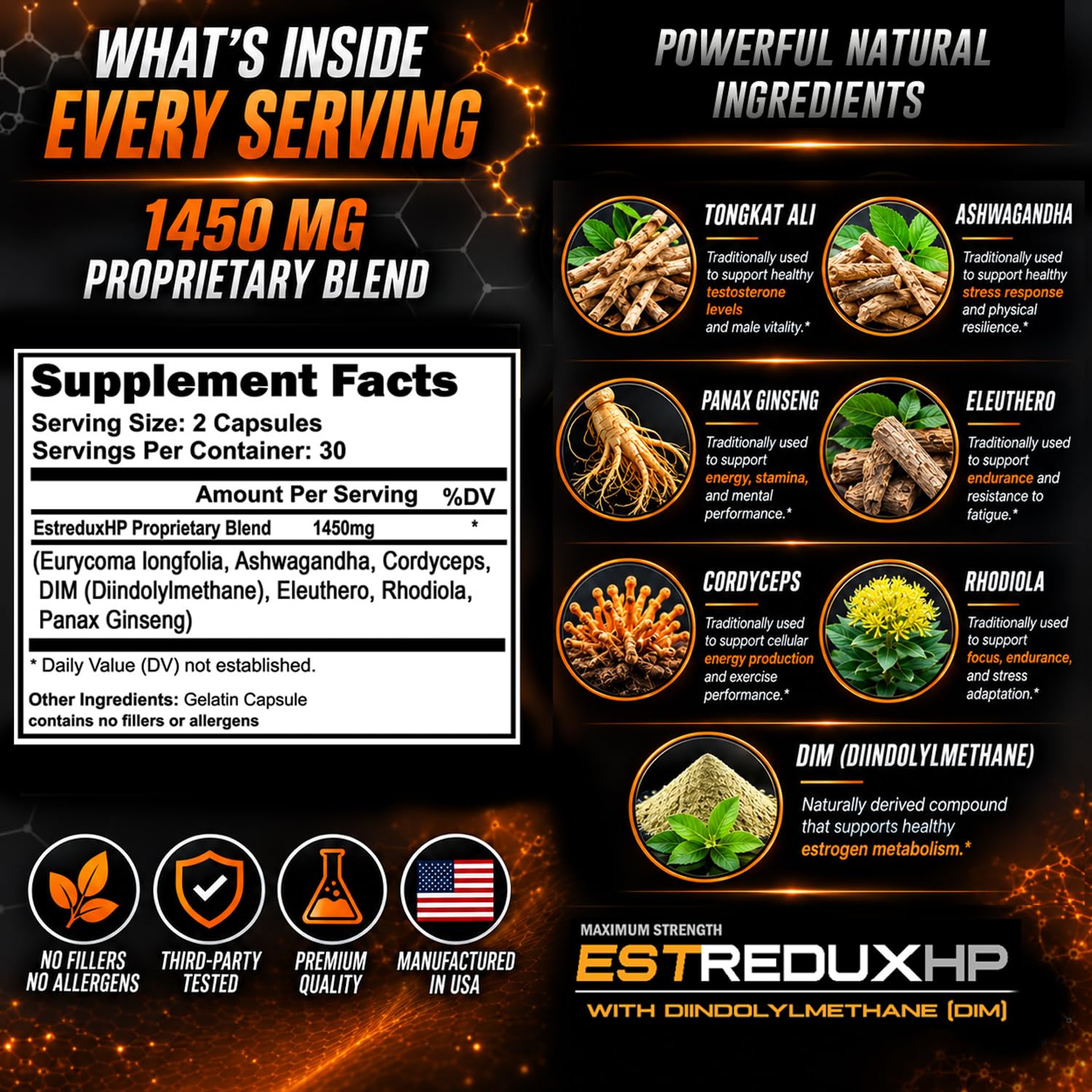 VH Nutrition ESTREDUX HP en mano para comparar tamaño y porción