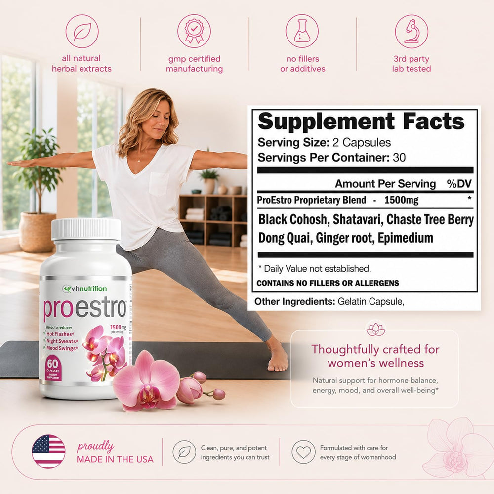 VH Nutrition PROESTRO selección de hierbas naturales como apoyo equilibrado