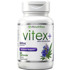 VH Nutrition frasco VITEX+ frente mostrando etiqueta y beneficios
